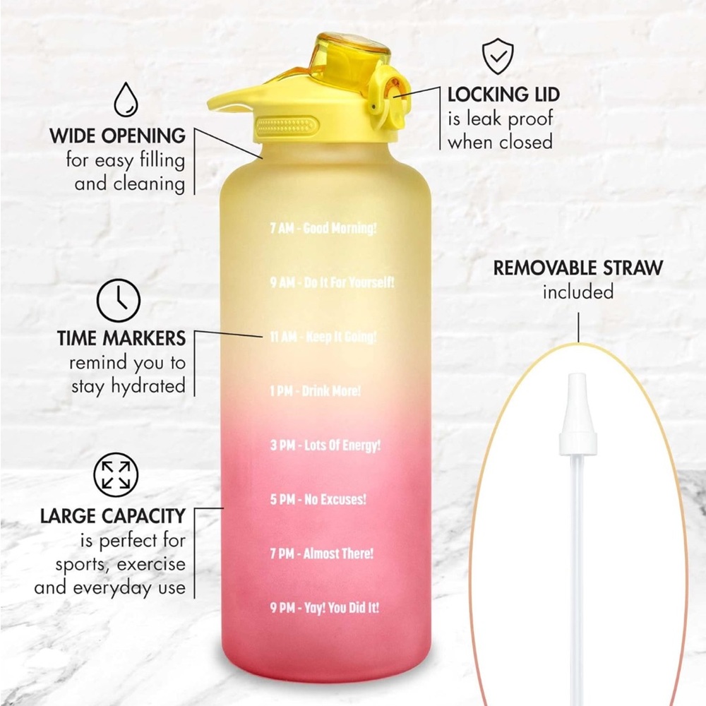 New with Tags Primula Yellow Water Bottle with Flip-Top Lid 64oz - Picture 3 of 11